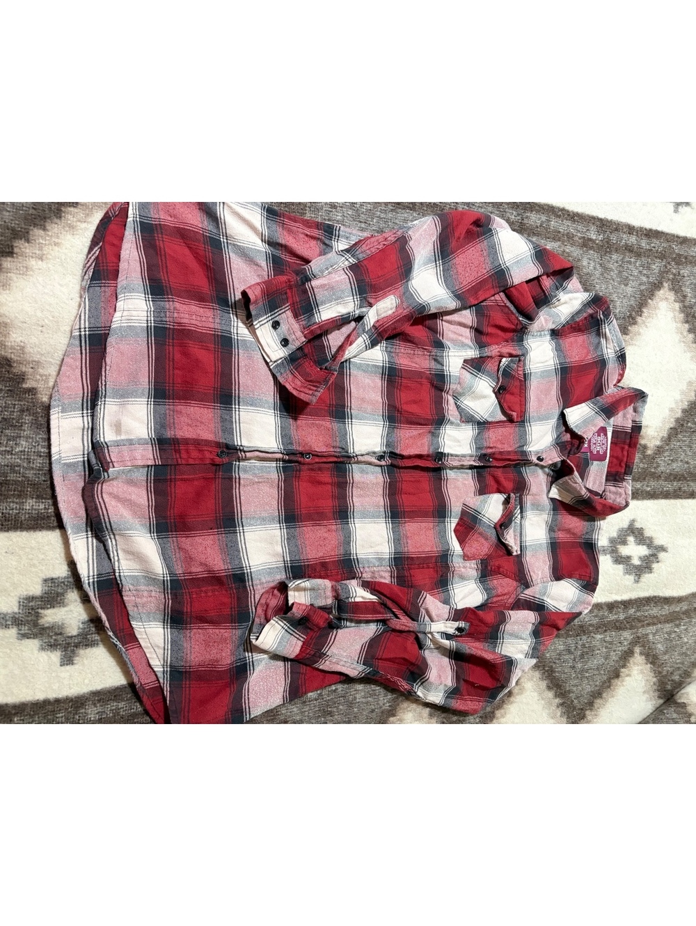 SGR Women's 2X Red and White Plaid Button-Up Shirt 2X